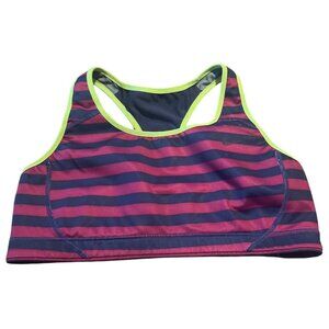 Nike Dri-Fit Womens Striped Sports Bra Size XS Lime/Navy/Pink‎ Racerback
